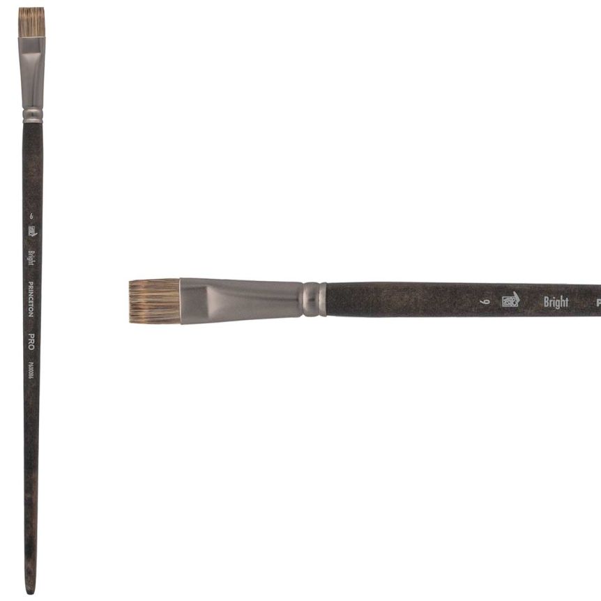 Princeton Pro Series 6000 Synthetic Brush - Bright, Long Handle, Size 6