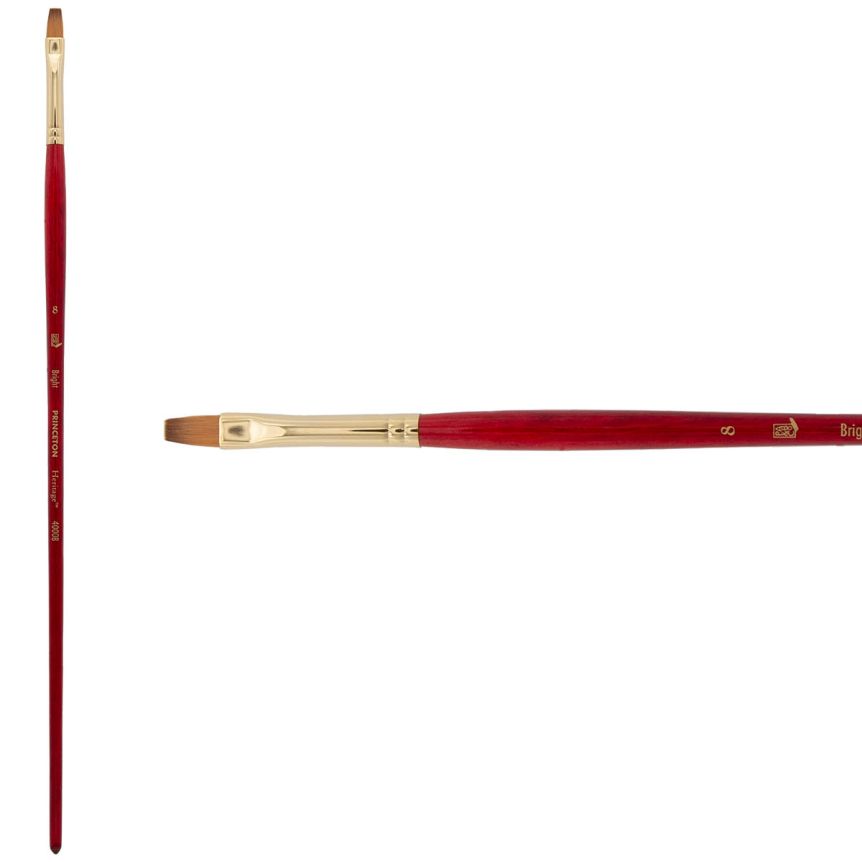 Princeton Heritage Series 4000 Synthetic Sable Brush - Bright, Long Handle, Size 8