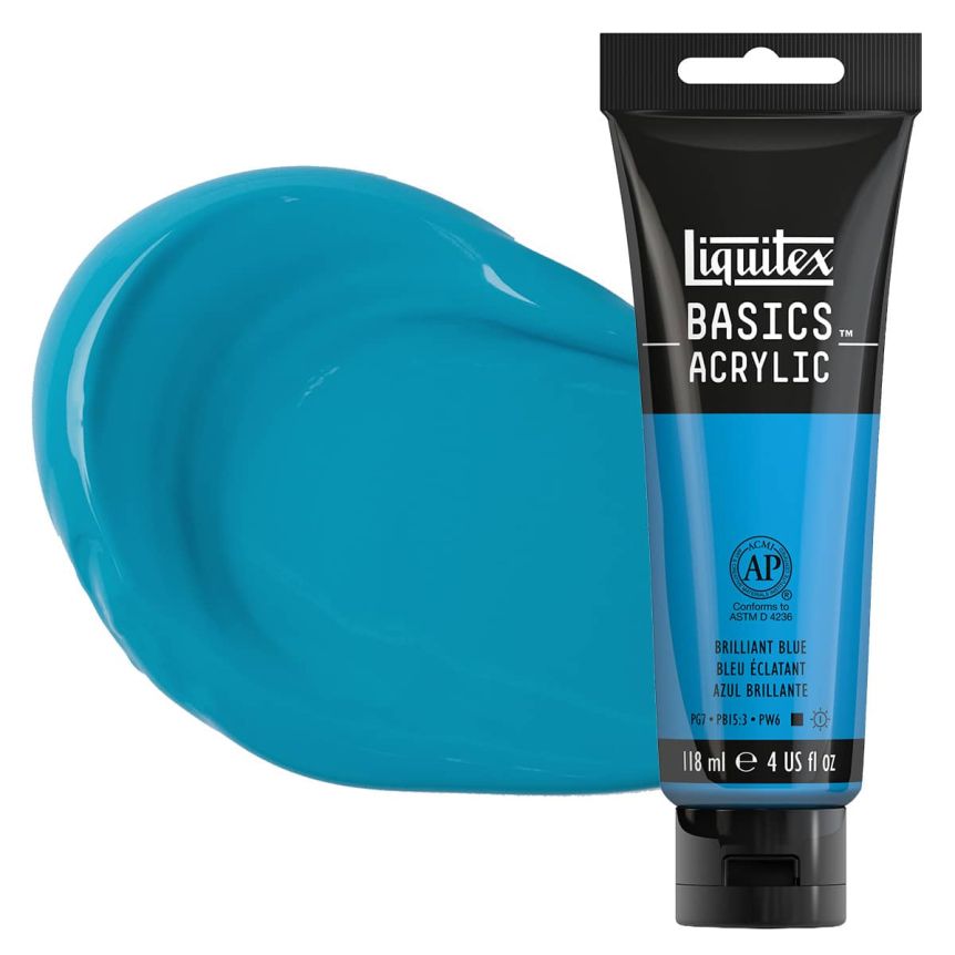 Liquitex Basics Acrylic Paint - Brilliant Blue, 4oz Tube