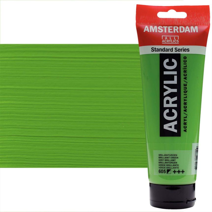 Amsterdam Standard Series Acrylic Paint - Brilliant Green, 250ml Tube