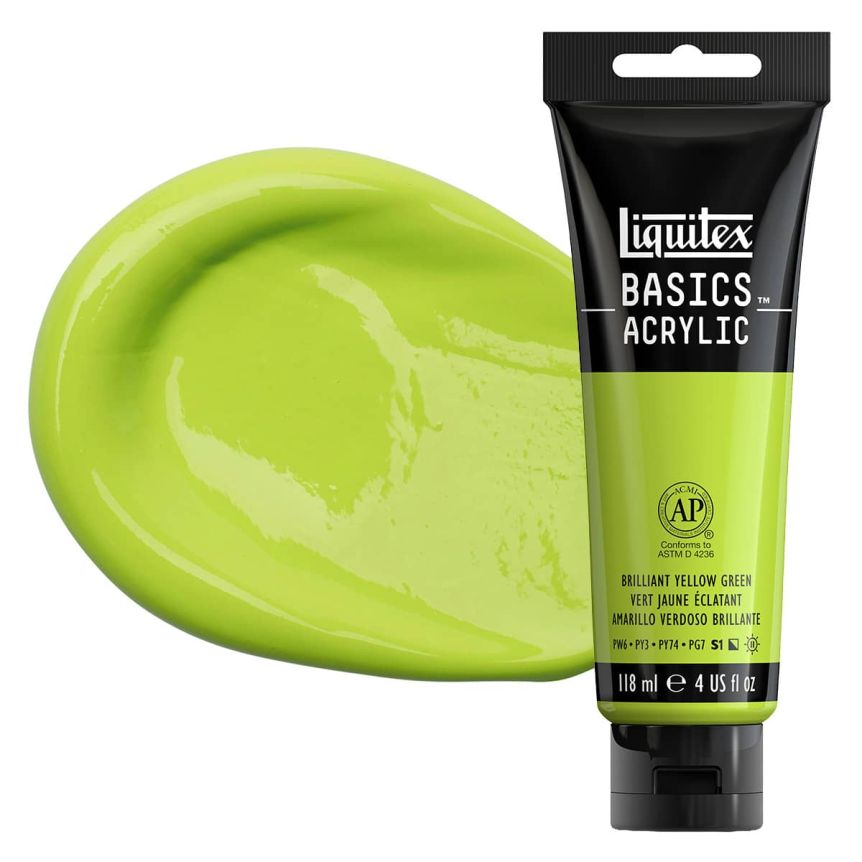 Liquitex Basics Acrylic Paint - Brilliant Yellow Green, 4oz Tube