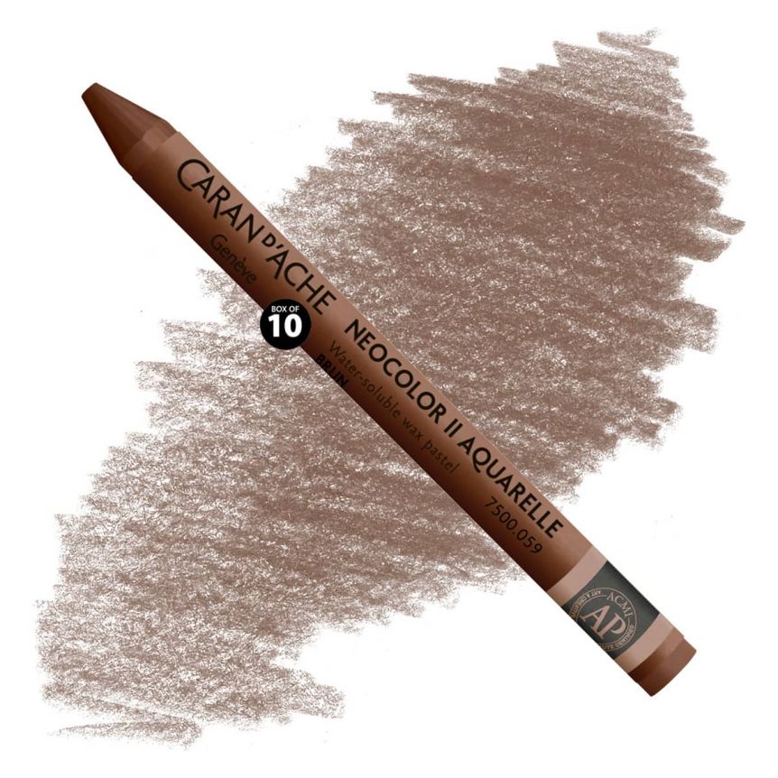  Caran d'Ache Neocolor II Water-Soluble Wax Pastels - Brown, No. 059 (Box of 10)