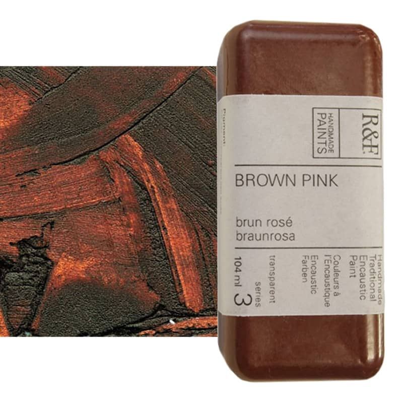 R&F Encaustic Handmade Paint 104 ml Block - Brown Pink