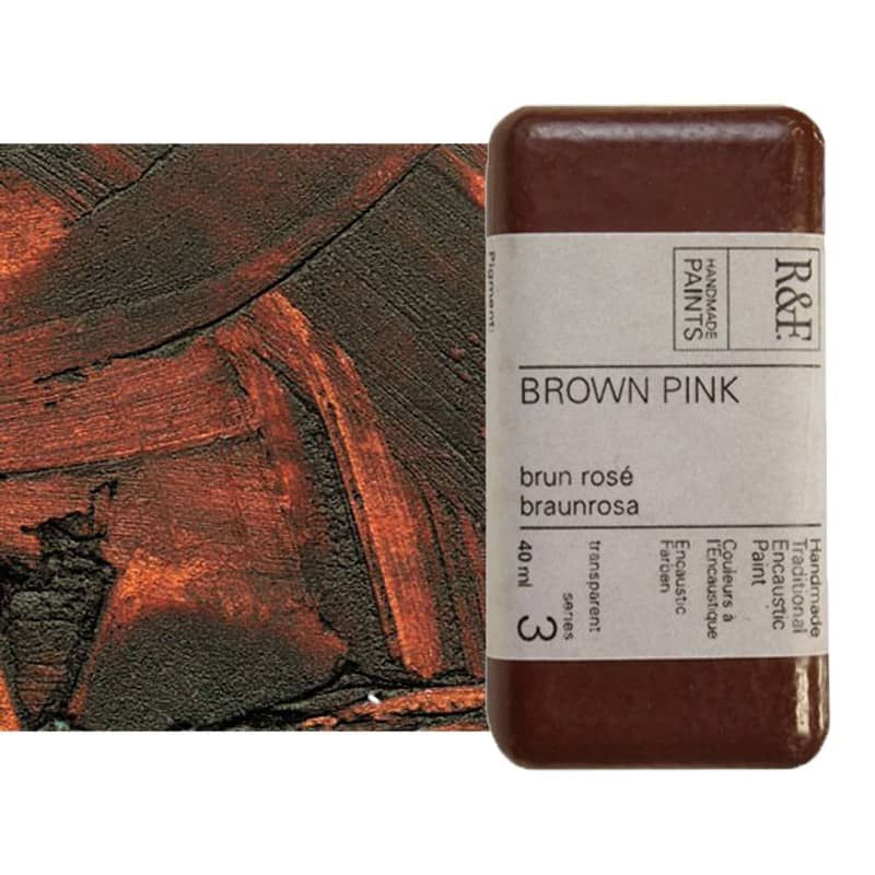R&F Encaustic Handmade Paint 40 ml Block - Brown Pink