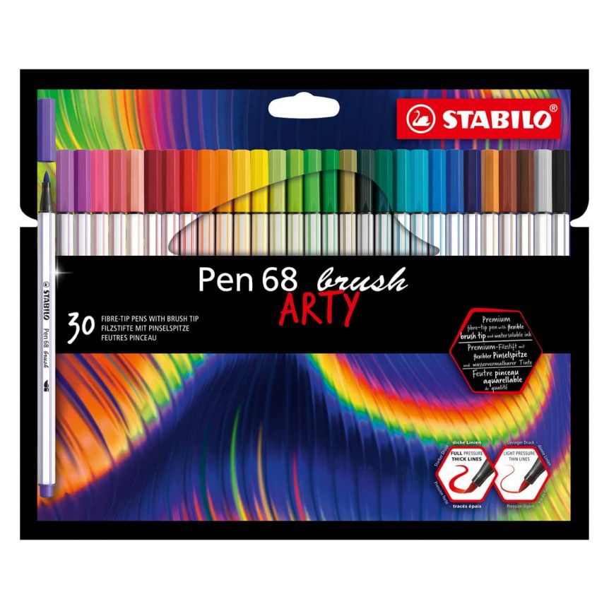 bruid Bont Op het randje Stabilo Pen 68 Brush Tip Arty Set of 30 | Jerry's Artarama