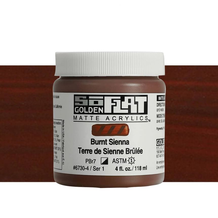 Golden SoFlat Matte Acrylic 4 oz Burnt Sienna