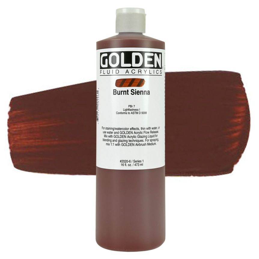 GOLDEN Fluid Acrylics Burnt Sienna, 16oz