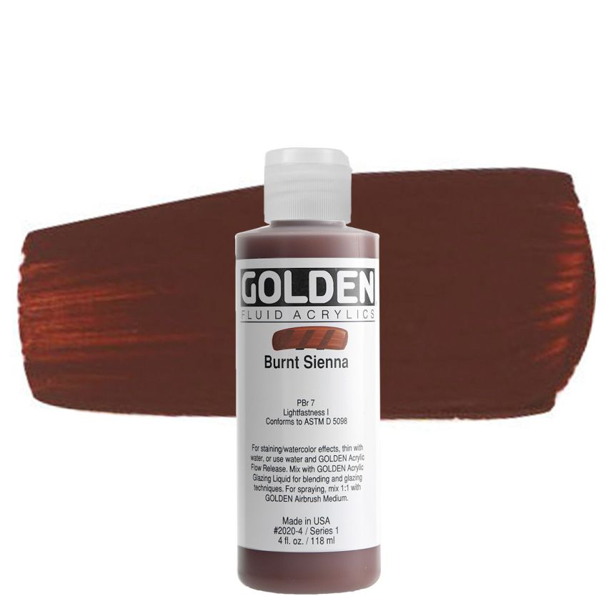 GOLDEN Fluid Acrylics Burnt Sienna, 4oz