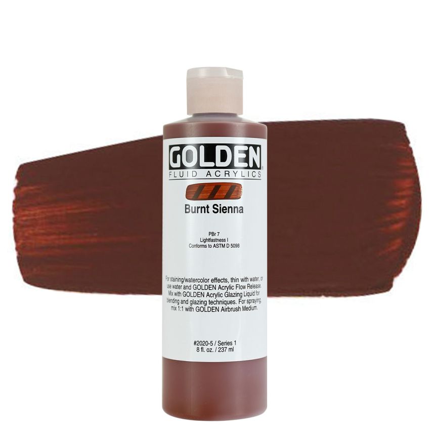 GOLDEN Fluid Acrylics Burnt Sienna, 8oz