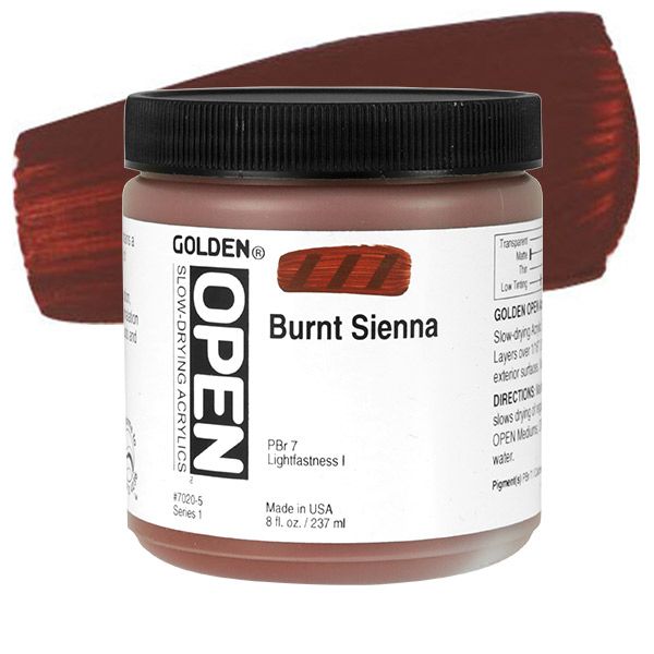 GOLDEN Open Acrylic Paints Burnt Sienna 8 oz