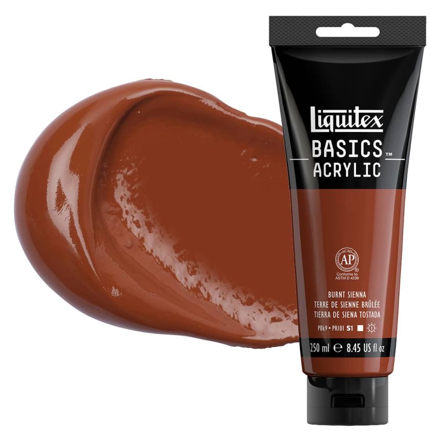 Liquitex Basics Acrylic Paint - Burnt Sienna, 250ml Tube