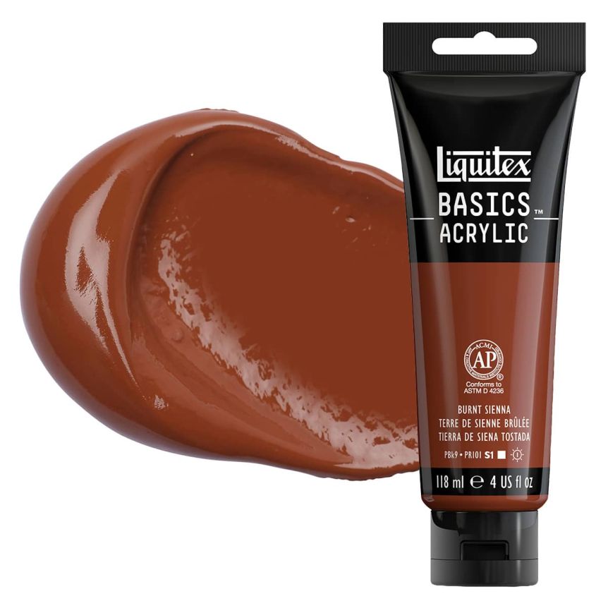 Liquitex Basics Acrylic Paint - Burnt Sienna, 4oz Tube
