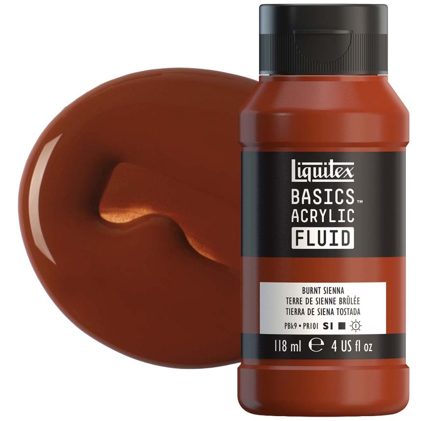 Liquitex Basics Fluid Acrylic - Burnt Sienna, 4oz Bottle | Jerry's