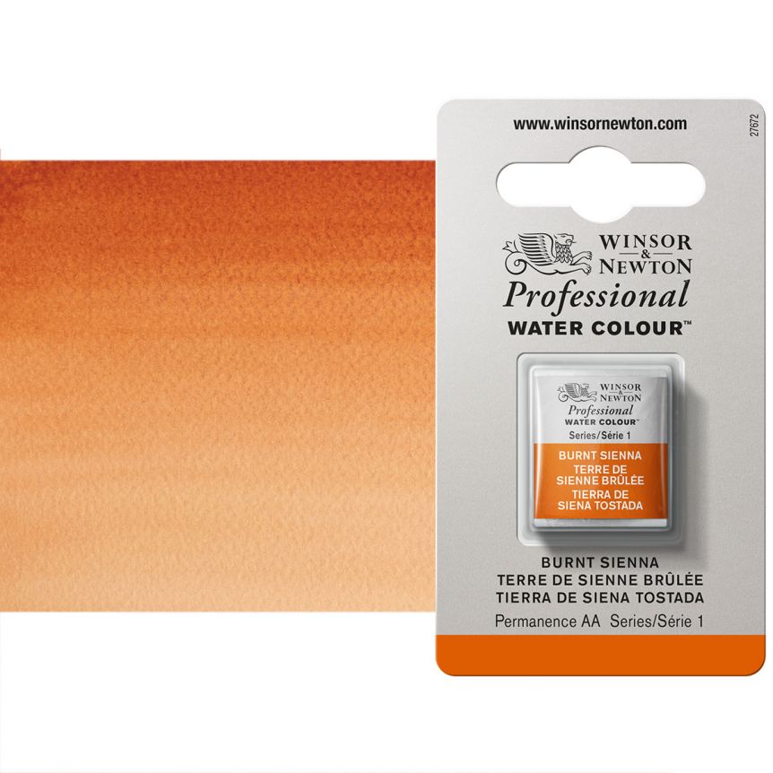 Winsor & Newton Professional Watercolor Half Pan - Burnt Sienna
