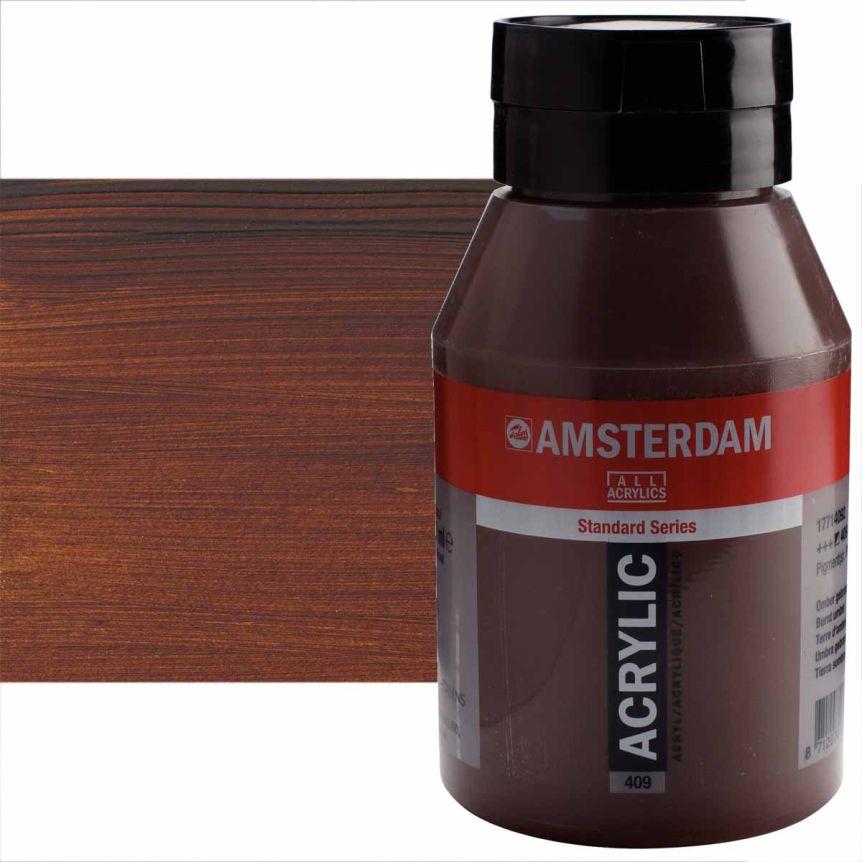 Amsterdam Standard Series Acrylic Paint - Burnt Umber, 1 Liter Jar