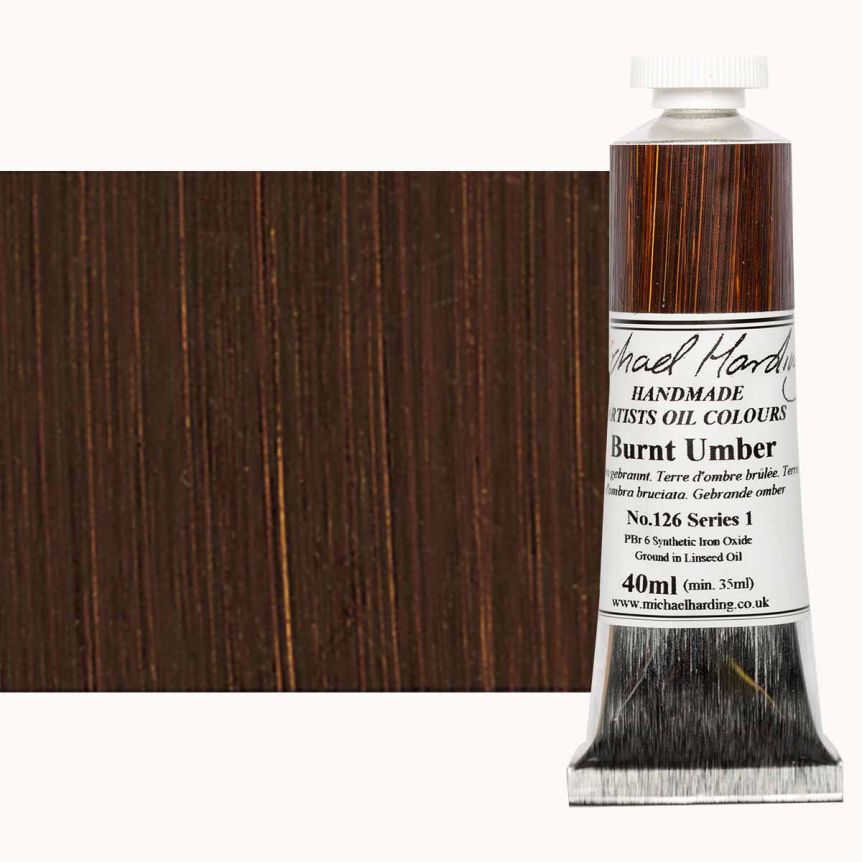 Michael Harding Oil Color - Burnt Umber, 40ml Tube
