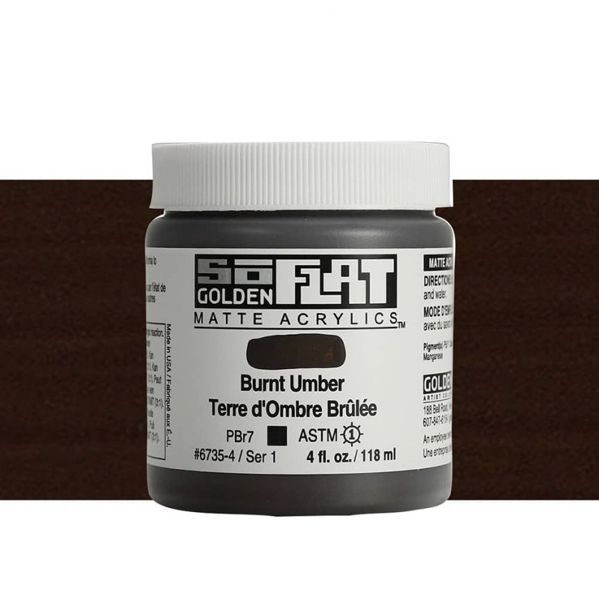 Golden SoFlat Matte Acrylic 4 oz Burnt Umber