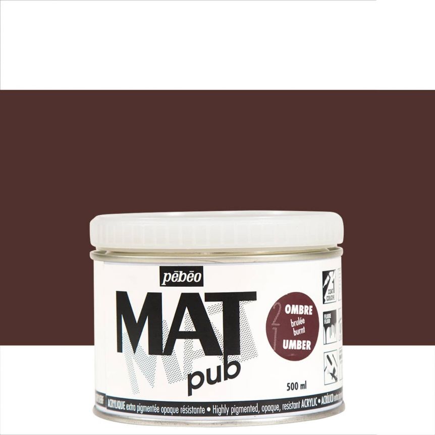 Pebeo Acrylic Mat Pub - Burnt Umber, 500ml