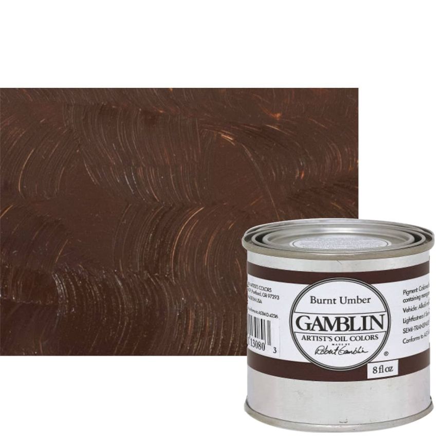 Gamblin Artists Oil - Burnt Umber, 8oz Can