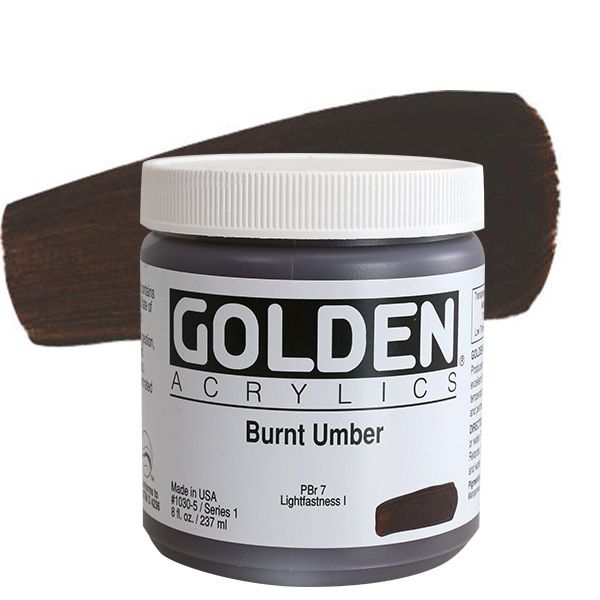 GOLDEN Heavy Body Acrylics - Burnt Umber, 8oz Jar