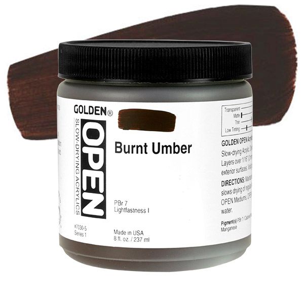 GOLDEN Open Acrylic Paints Burnt Umber 8 oz