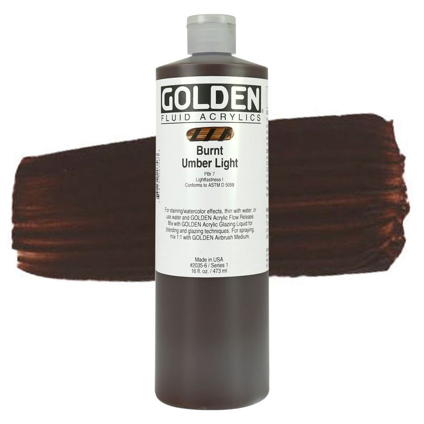 GOLDEN Fluid Acrylics Burnt Umber Light, 16oz
