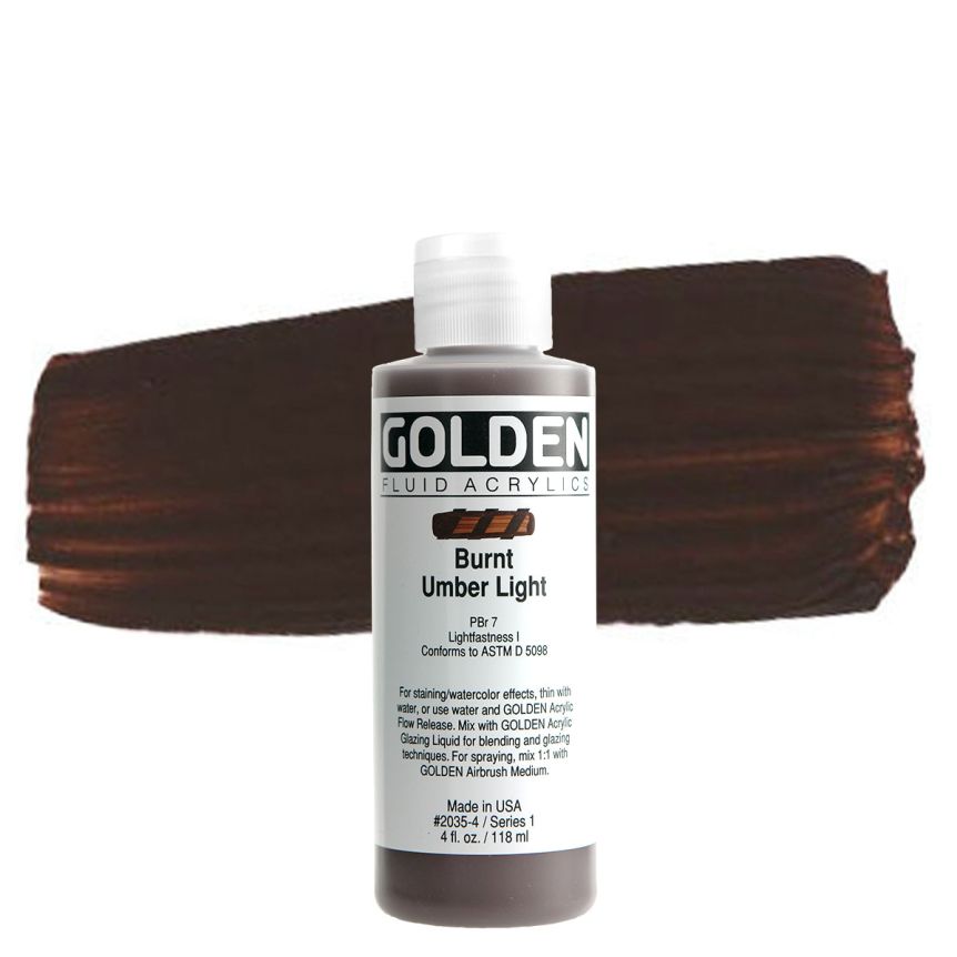 GOLDEN Fluid Acrylics Burnt Umber Light, 4oz