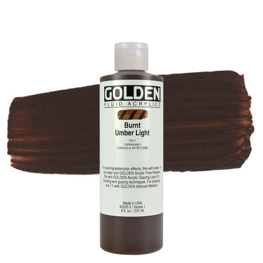 GOLDEN Fluid Acrylics Burnt Umber Light, 8oz