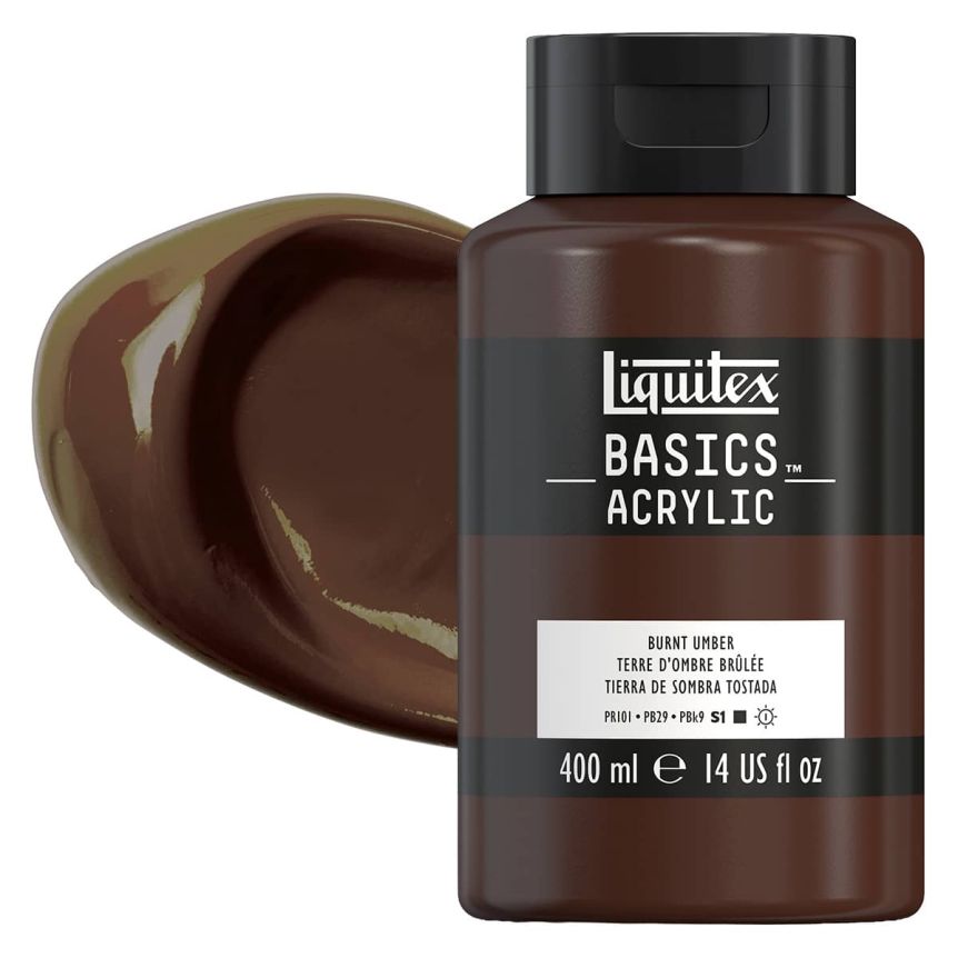 Liquitex Basics Acrylic Paint, Burnt Umber 400ml Bottle