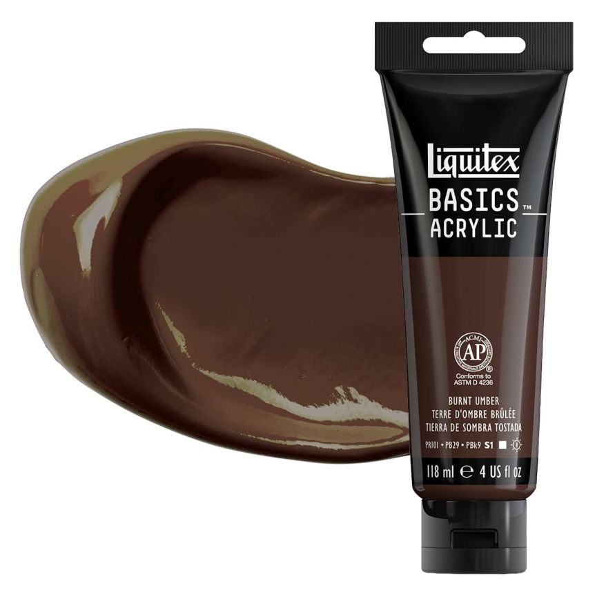 Liquitex Basics Acrylic Paint - Burnt Umber, 4oz Tube