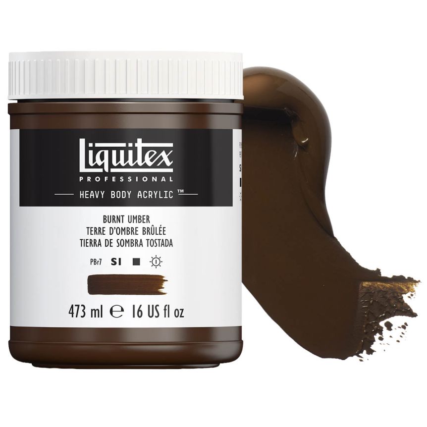 Liquitex Heavy Body Acrylic - Burnt Umber, 16oz Jar
