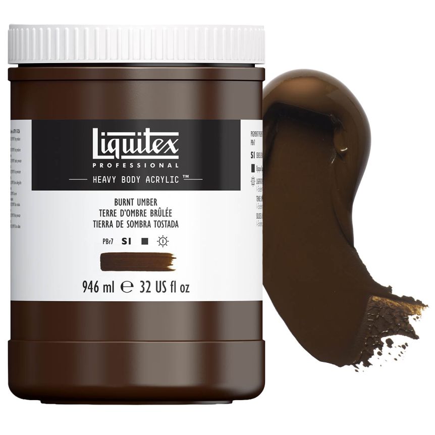 Liquitex Heavy Body Acrylic - Burnt Umber, 32oz Jar
