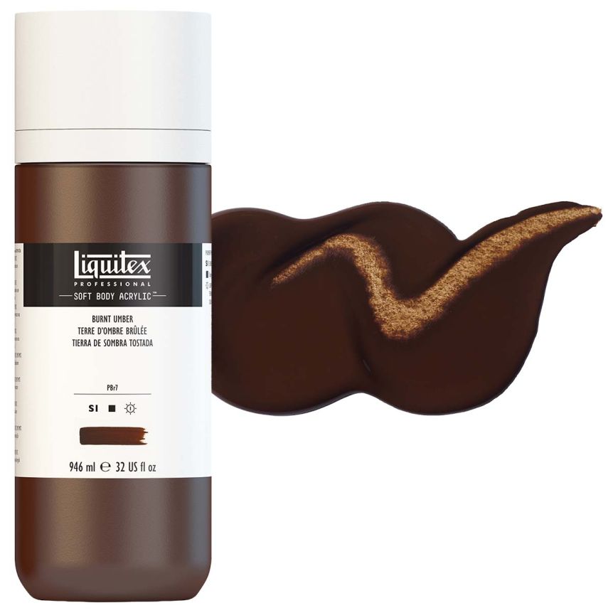 Liquitex Professional Soft Body Acrylic - Burnt Umber, 32oz Bottle