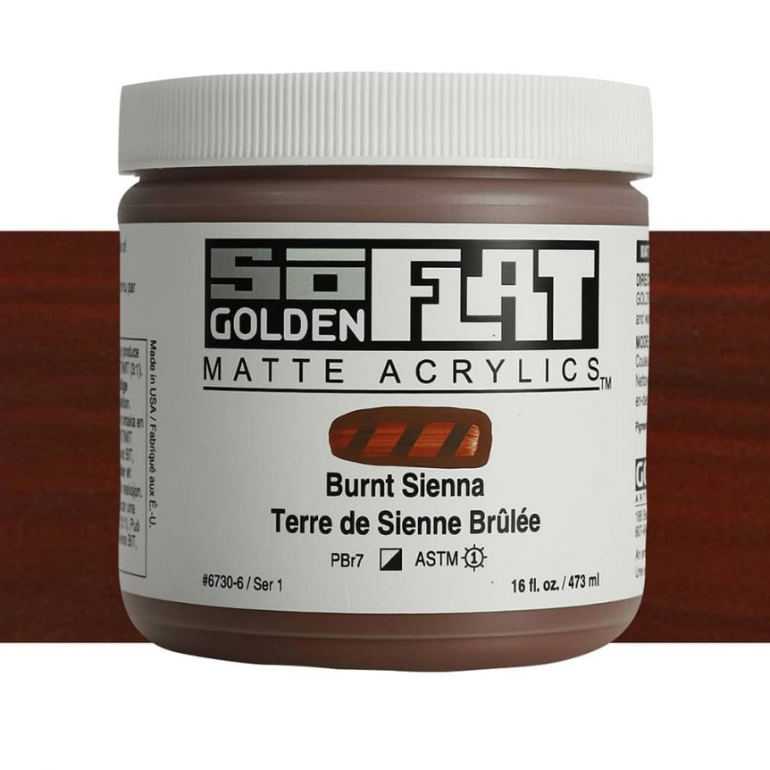 Golden SoFlat Matte Acrylic 16 oz Burnt Sienna