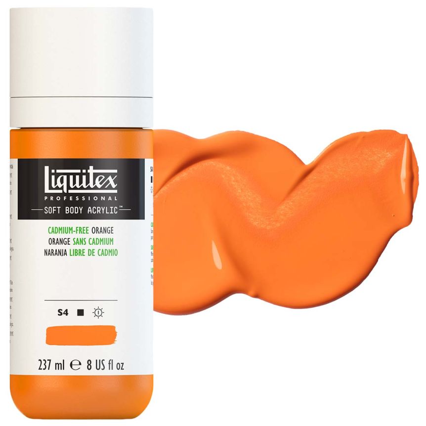 Liquitex Professional Soft Body Acrylic - Cadmium-Free Orange, 8oz Bottle