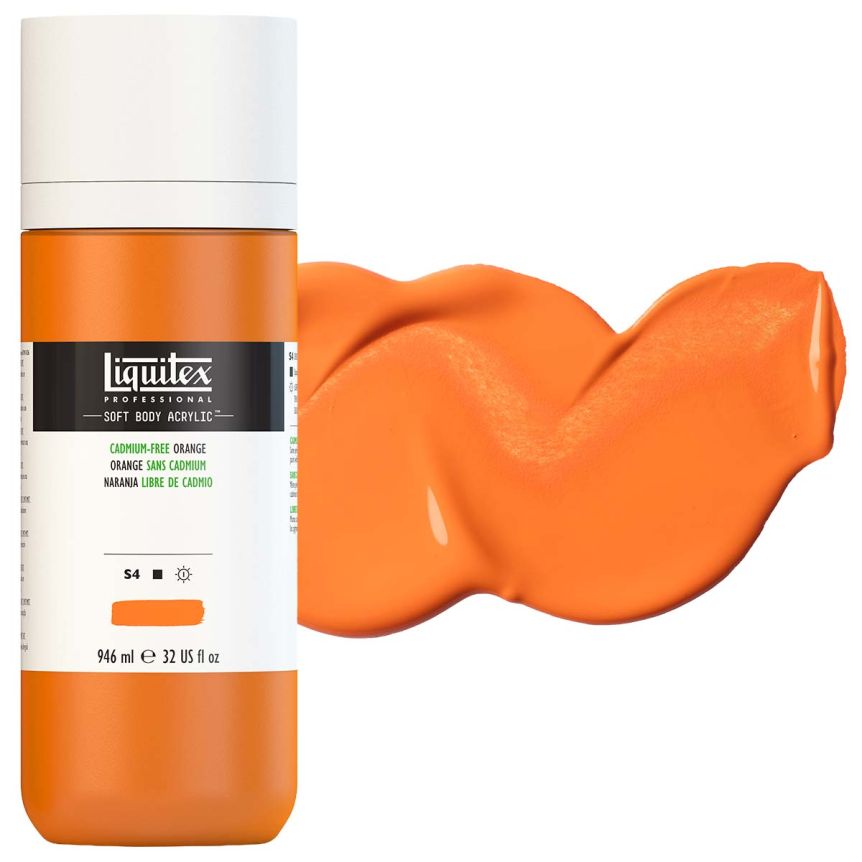 Liquitex Professional Soft Body Acrylic - Cadmium-Free Orange, 32oz Bottle