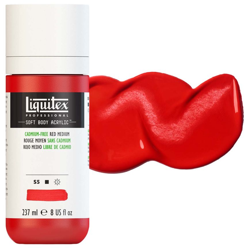 Liquitex Professional Soft Body Acrylic - Cadmium-Free Red Medium, 8oz Bottle