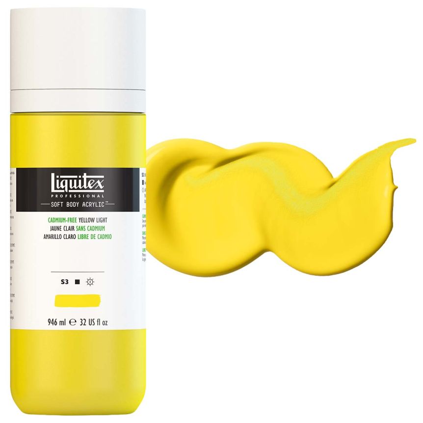 Liquitex Professional Soft Body Acrylic - Cadmium-Free Yellow Light, 32oz Bottle