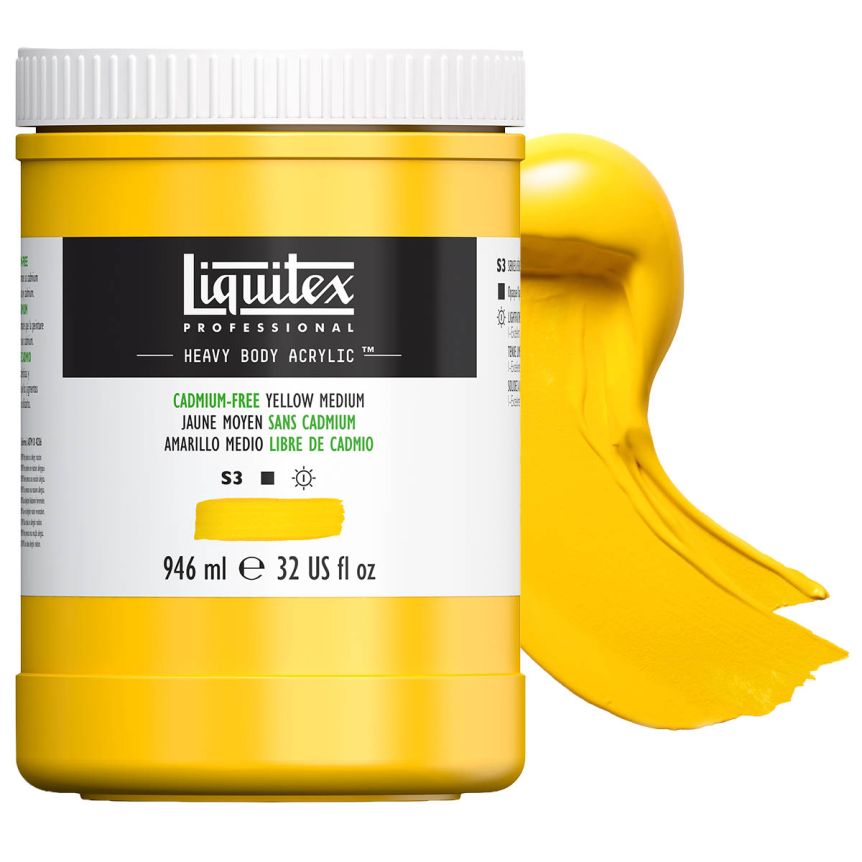 Liquitex Heavy Body Acrylic - Cadmium-Free Yellow Medium, 32oz Jar