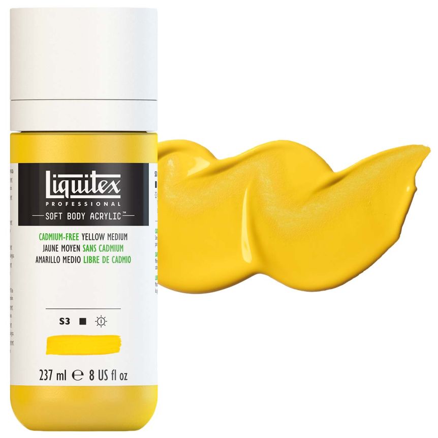 Liquitex Professional Soft Body Acrylic - Cadmium-Free Yellow Medium, 8oz Bottle