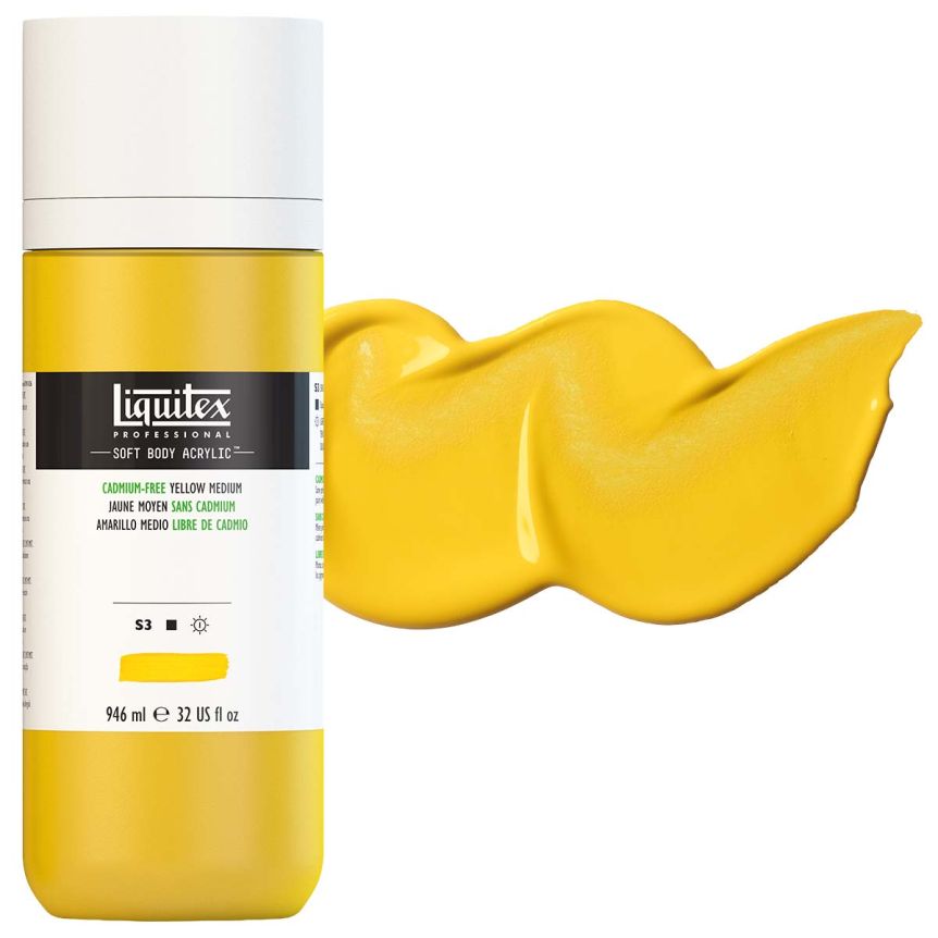 Liquitex Professional Soft Body Acrylic - Cadmium-Free Yellow Medium, 32oz Bottle