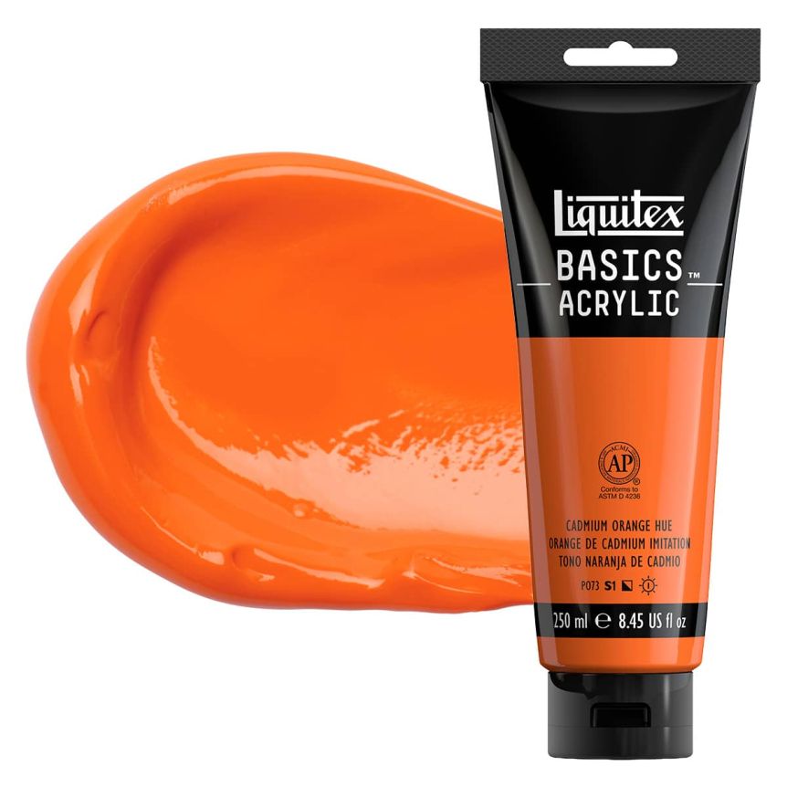 Liquitex Basics Acrylic Paint - Cadmium Orange Hue, 250ml Tube