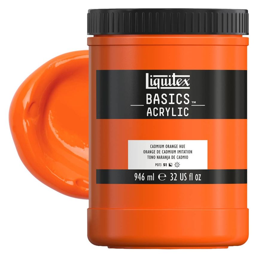Liquitex Basics Acrylic Paint - Cadmium Orange Hue, 32oz Jar