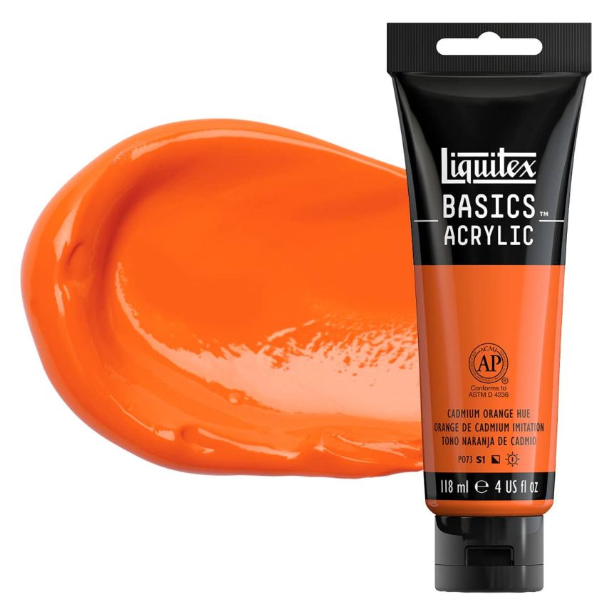 Liquitex Basics Acrylic Paint - Cadmium Orange Hue, 4oz Tube