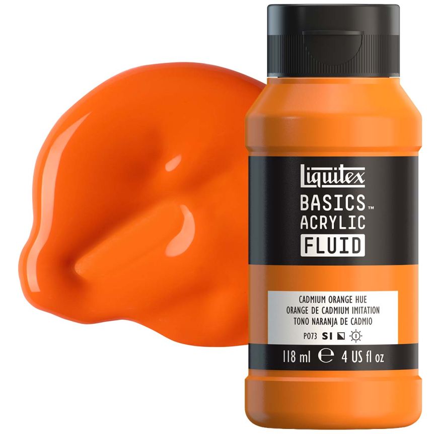 Liquitex BASICS Acrylic Fluid - Cadmium Orange Hue, 4oz Bottle