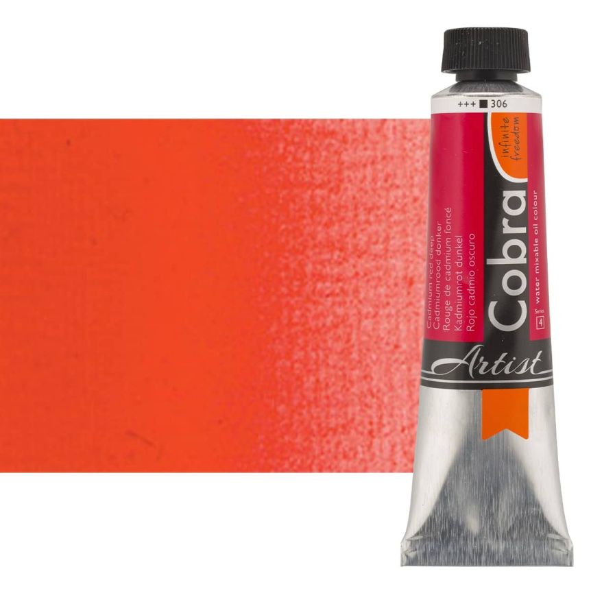 Cobra Water-Mixable Oil Color, Cadmium Red Deep 40ml Tube