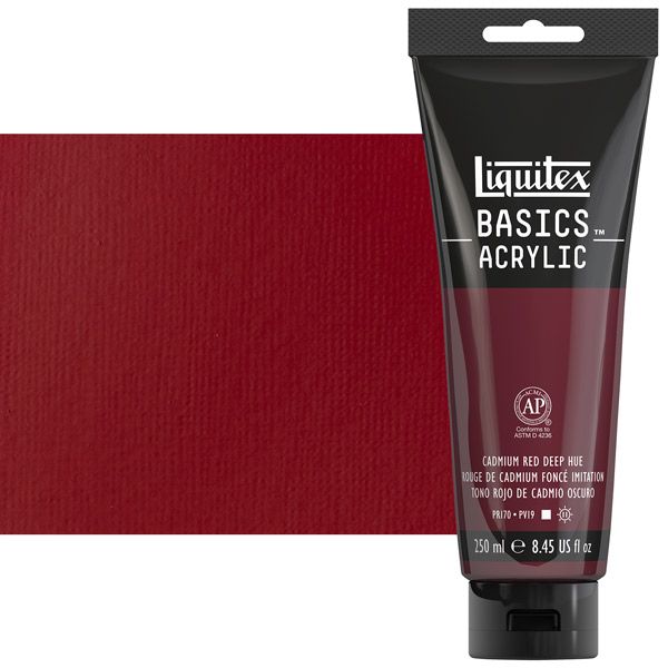 Liquitex Basics Acrylic Paint Cadmium Red Deep Hue, 250ml Tube