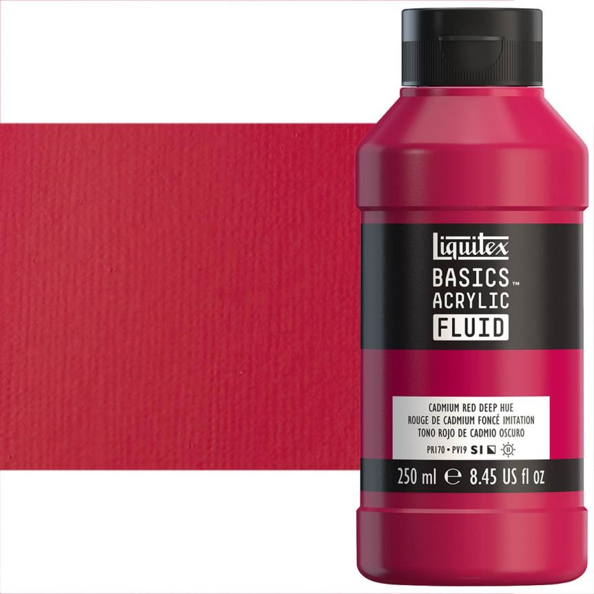 Liquitex Basics Fluid Acrylic - Cadmium Red Deep Hue, 250ml Bottle