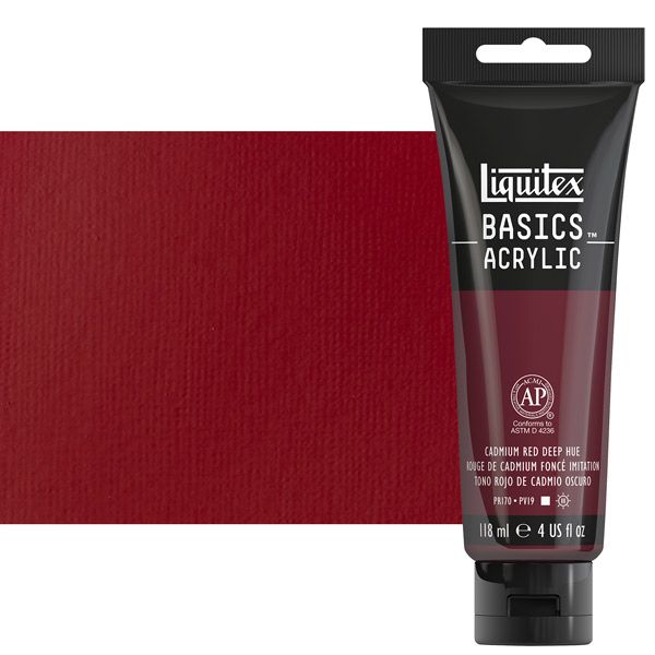 Liquitex Basics Acrylic Paint - Cadmium Red Deep Hue, 4oz Tube