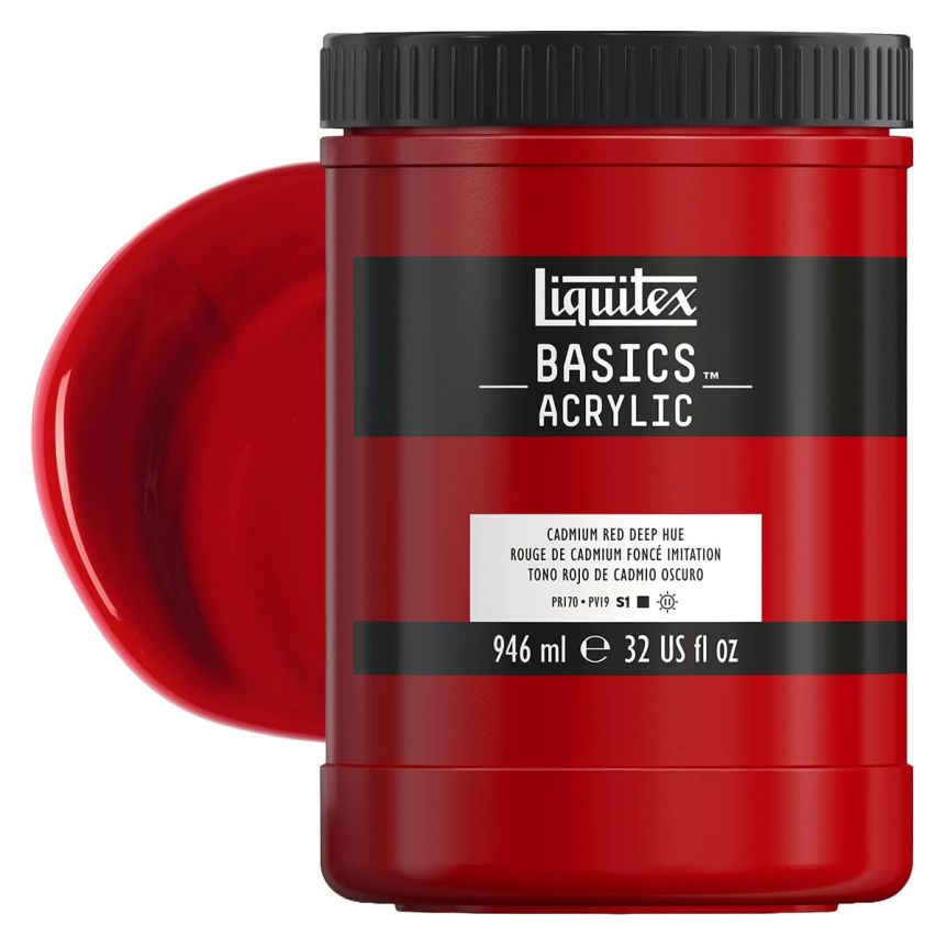 Liquitex Basics Acrylic Paint - Cadmium Red Deep Hue, 32oz Jar